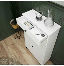 Mueble Zapatero Blanco con 2 Puertas y 1 Cajón | 61,1 x 110 x 25 cm