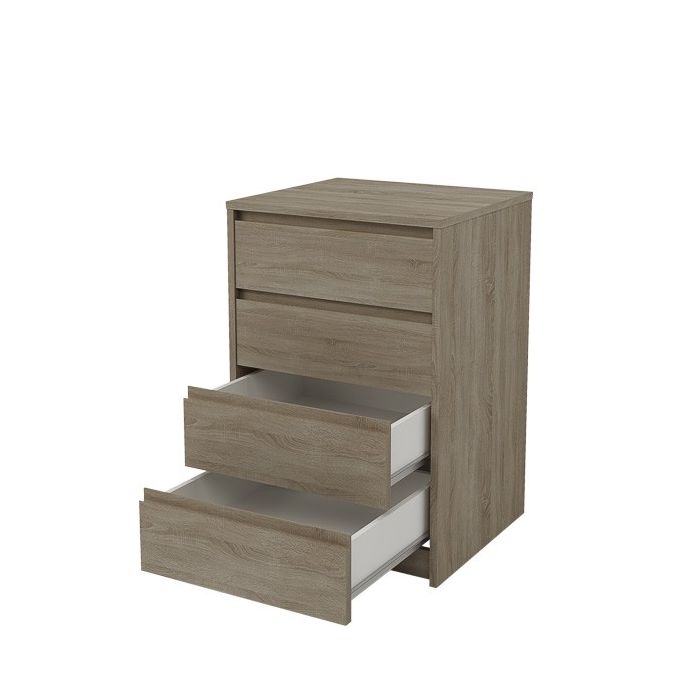 Cómoda Cajonera 4 cajones acabado en Color Roble. 74cm(alto) 50cm(ancho) 45cm(fondo)