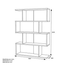 Estantería Salón, Librería, Color Blanco y Roble, Medidas: 152 cm (Alto) x 110 cm (Ancho) x 28,5 cm (Fondo