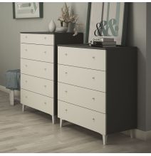 Cómoda con 4 Cajones, para Dormitorio, Acabado en Color Blanco, Medidas: 80 cm (Ancho) x 100 cm (Alto) x 48 cm (Fondo)