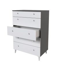 Cómoda con 5 Cajones, para Dormitorio, Acabado en Color Blanco, Medidas: 80 cm (Ancho) x 114,6 cm (Alto) x 48 cm (Fondo)