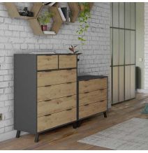 Cómoda con 3 Cajones, para Dormitorio, Acabado en Color Gris/roble, Medidas: 80 cm (Ancho) x 78,2 cm (Alto) x 48 cm (Fondo)