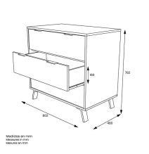 Cómoda con 3 Cajones, para Dormitorio, Acabado en Color Gris/roble, Medidas: 80 cm (Ancho) x 78,2 cm (Alto) x 48 cm (Fondo)