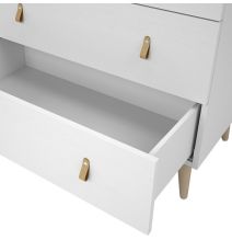 Cómoda con 5 Cajones, para Dormitorio, Acabado en Color Blanco, Medidas: 80 cm (Ancho) x 120 cm (Alto) x 48 cm (Fondo)