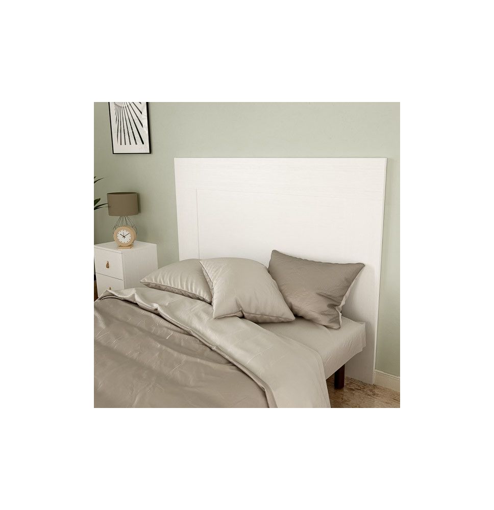 Cabezal para Cama de Matrimonio con patas, Color Blanco, Medidas: 160 cm (Ancho) x 130 cm (Alto) x 2,5 cm (Fondo)