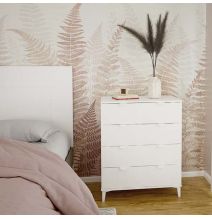 Cómoda con 4 Cajones, para Dormitorio, Acabado en Color Blanco, Medidas: 80 cm (Ancho) x 98 cm (Alto) x 48 cm (Fondo)