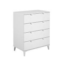 Cómoda con 4 Cajones, para Dormitorio, Acabado en Color Blanco, Medidas: 80 cm (Ancho) x 98 cm (Alto) x 48 cm (Fondo)