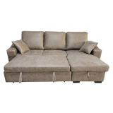 Sofá Cama 3 Plazas Reversible con Chaiselongue y Almacenaje, Tapizado, 229x93x153 cm