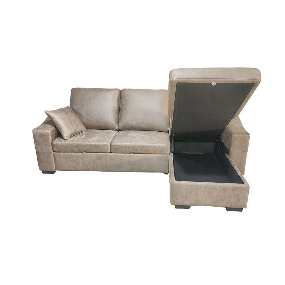 Sofá Cama 3 Plazas Reversible con Chaiselongue y Almacenaje, Tapizado, 229x93x153 cm