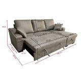 Sofá Cama 3 Plazas Reversible con Chaiselongue y Almacenaje, Tapizado, 229x93x153 cm