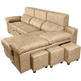 Sofá con Chaiselongue Reversible Color Piedra, Asientos