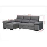 Sofá con Chaiselongue Reversible Color Piedra, Asientos
