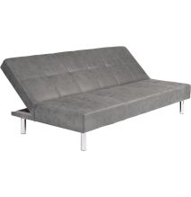 Sofá Cama 3 Plazas de Diseño Moderno, Estructura de Madera, Tapizado Color Cemento, 188x88x88 cm