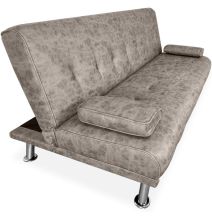 Sofá Cama 3 Plazas de Diseño Moderno con Cojines Decorativos, Estructura de Madera, Color Gris Cemento, 188x88x88 cm