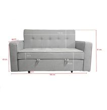 Sofá Cama 2 Plazas con Reposabrazos, Diseño Moderno y Elegante, Color Gris, 167x90x96,5 cm