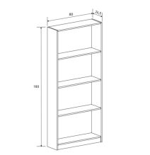 Meyvaser Librería estantería con cuatro baldas en madera color Mauvella para salón 180x80x24,5 cm