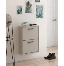 Meyvaser - Zapatero con 2 Puertas, Mueble para Zapatos Estrecho en Color Beige, Medidas: 73 cm (Al) x 54 cm (Anc) x 18 cm (Fon)