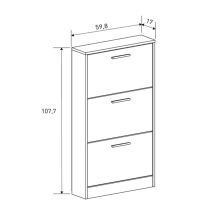 Meyvaser - Zapatero 3 Puertas, Zapatero Estrecho, Acabado en Color Beige, Medidas: 108 cm (Alto) x 60 cm (Ancho) x 17 cm (Fondo)