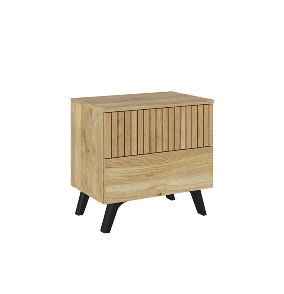 Meyvaser Mesita de noche 2 cajones Color Mauvella-rayas 52 cm (ancho) x 50 cm (alto) x 34,8 cm (fondo)