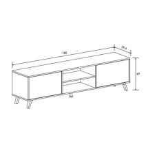 Mueble de TV + 2 Estantes, 2 Compartimentos y 2 Puertas,Mauvella - Rayas, 49cm(Alto)x 180cm (Ancho) x 40cm (Fondo)