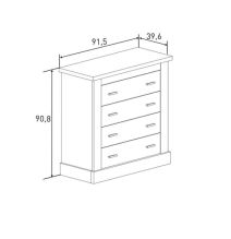 Cómoda con 4 Cajones, Sinfonier, Práctica y Funcional, Color Madera, Medidas: 91,5 cm (An) x 90.8 cm (Al) x 39.6 cm (Fo)
