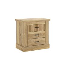 Pack de Muebles de Dormitorio Habitación con Cabecero, 2 Mesitas de Noche 3 Cajones y Cómoda en Color Mauvella Rayas