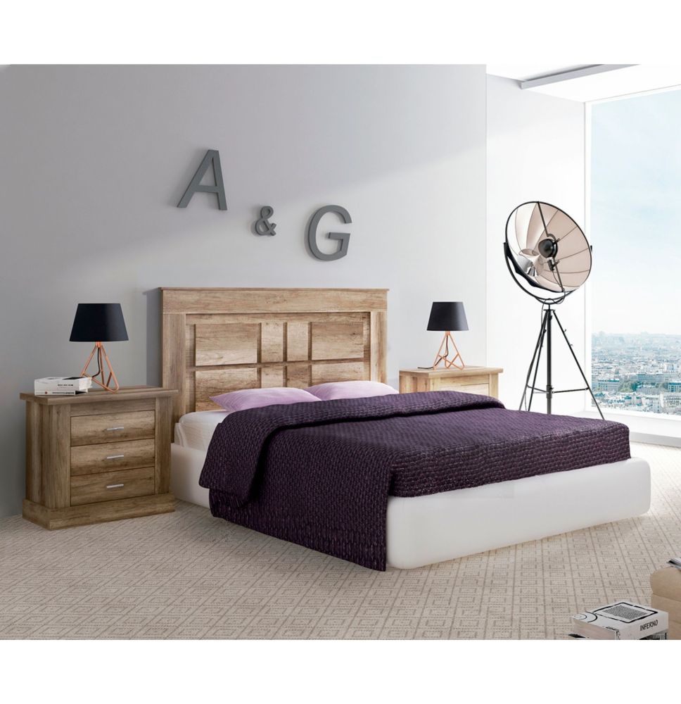 Pack Cabecero Nórdico de 160 x 120 cm + 2 Mesitas de Noche |Práctico y Elegante| Color Cañon (para Cama de 135-140, 150 o 160)