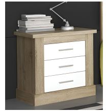 Pack de Dormitorio con Cabecero de 160 x 120 cm + 2 Mesitas de Noche + Cómoda | Color Cambria y Blanco