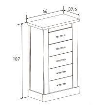 Pack Cabecero de 110 x 120 cm + 1 Mesita de Noche + Sinfonier, Color Cambria y Blanco (para Cama de 135-140 o 160)