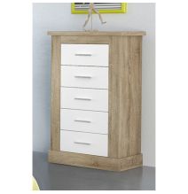 Pack de Dormitorio con Cabecero de 160 x 120 cm + 2 Mesitas de Noche + Sinfonier | Color Cambria y Blanco