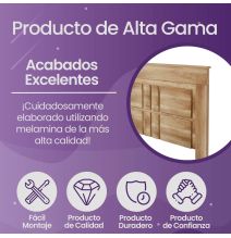 Pack de Dormitorio con Cabecero de 160 x 120 cm + 2 Mesitas de Noche + Sinfonier | Color Cañón (para Cama de 135-140 o 160)