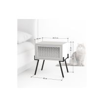 Mesita de noche con 1 cajón Color Blanco y Negro Abatible-48x34x51cm - Diseño moderno