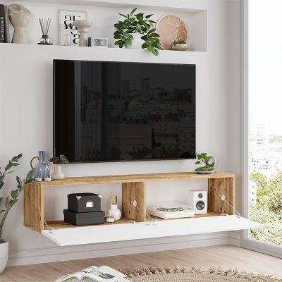 Mueble TV de Pared Blanco y Roble Sonoma 140x31,6x29,6 cm - 2 Puertas